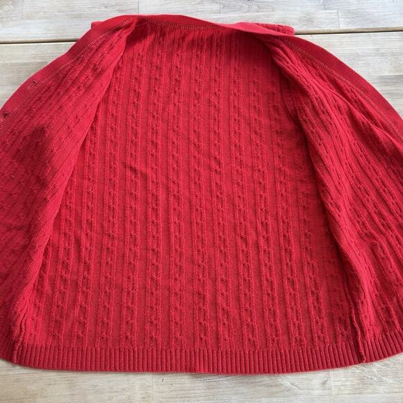 Vintage Montgomery Ward Red Cable Knit Sweater Vest Pockets Womens Medium *read - Picture 3 of 6
